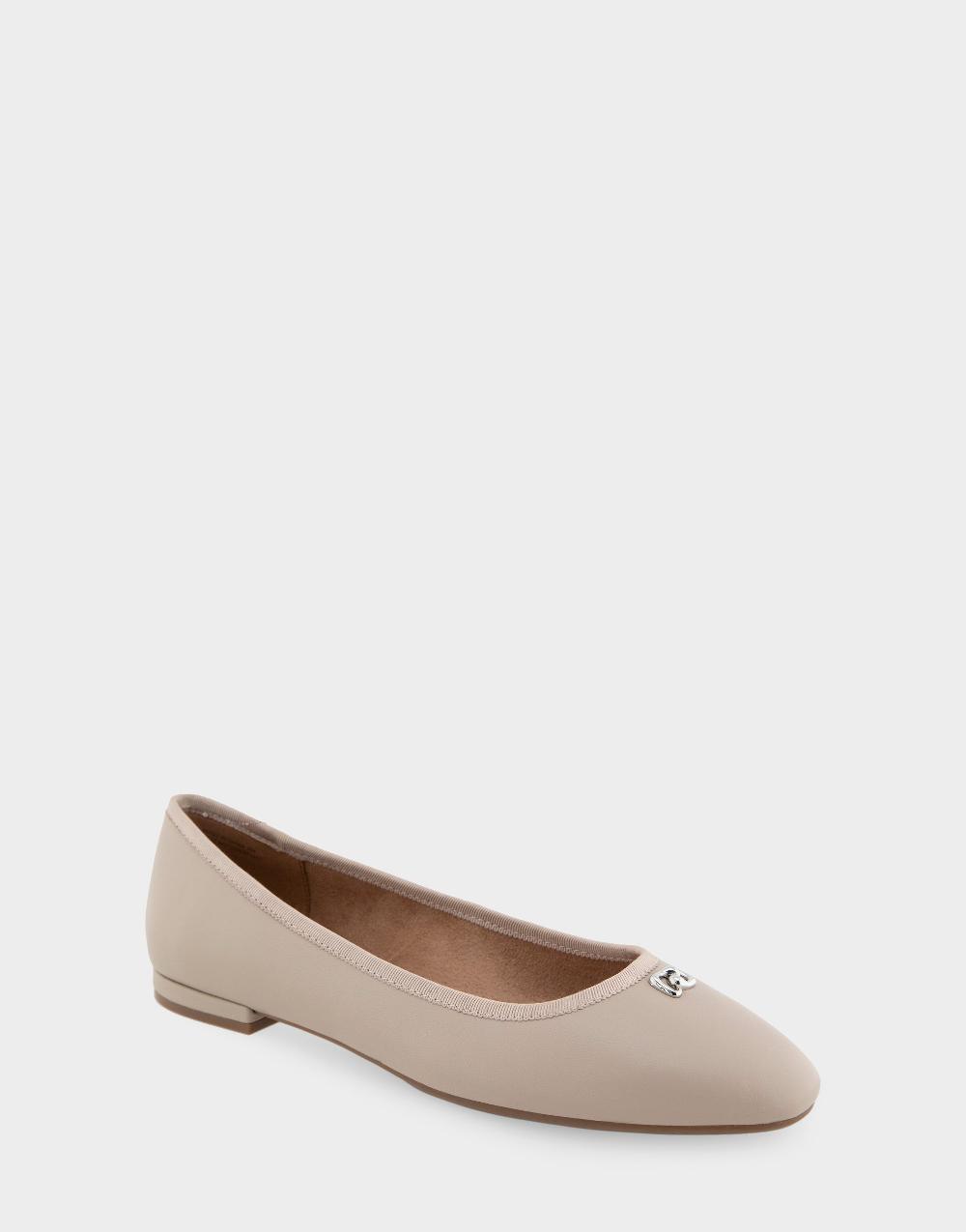Aerosoles Comfortable Women's Ballet Flats In Stone Leather