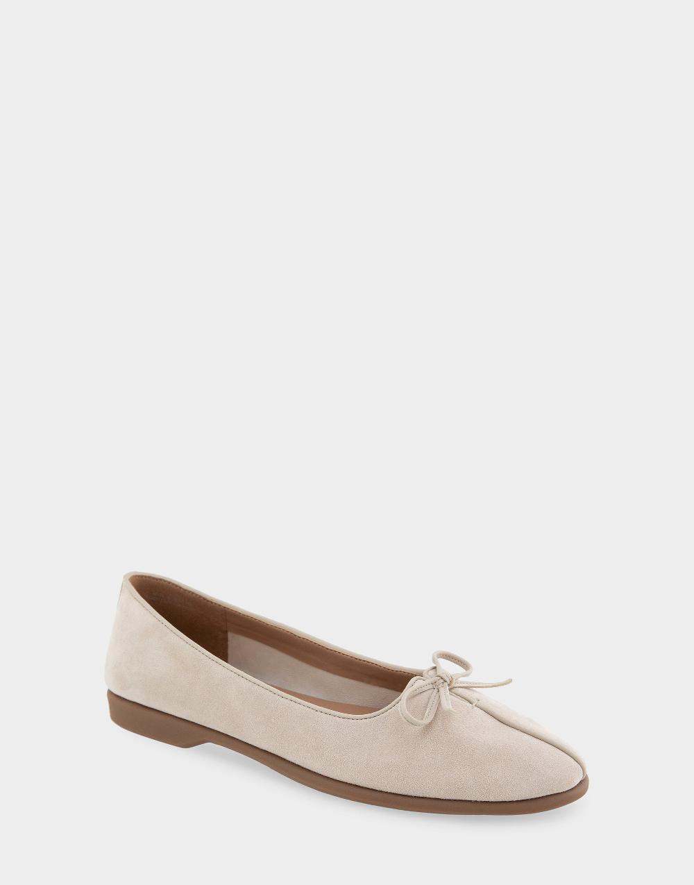 Aerosoles Comfortable Women's Ballet Flats In Stone Suede