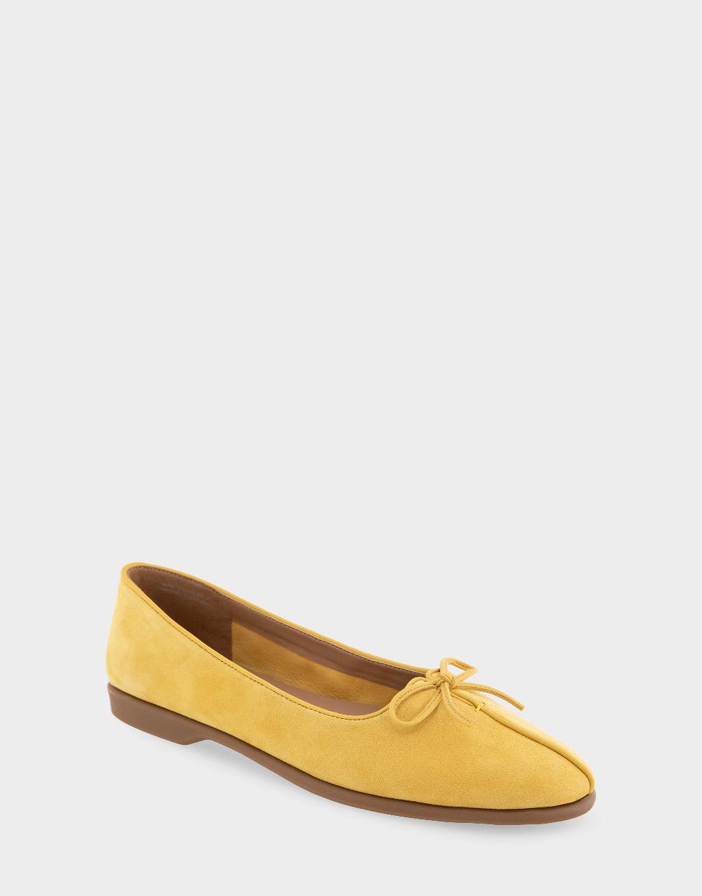 Aerosoles Comfortable Women's Ballet Flats In Yellow Freesia Suede