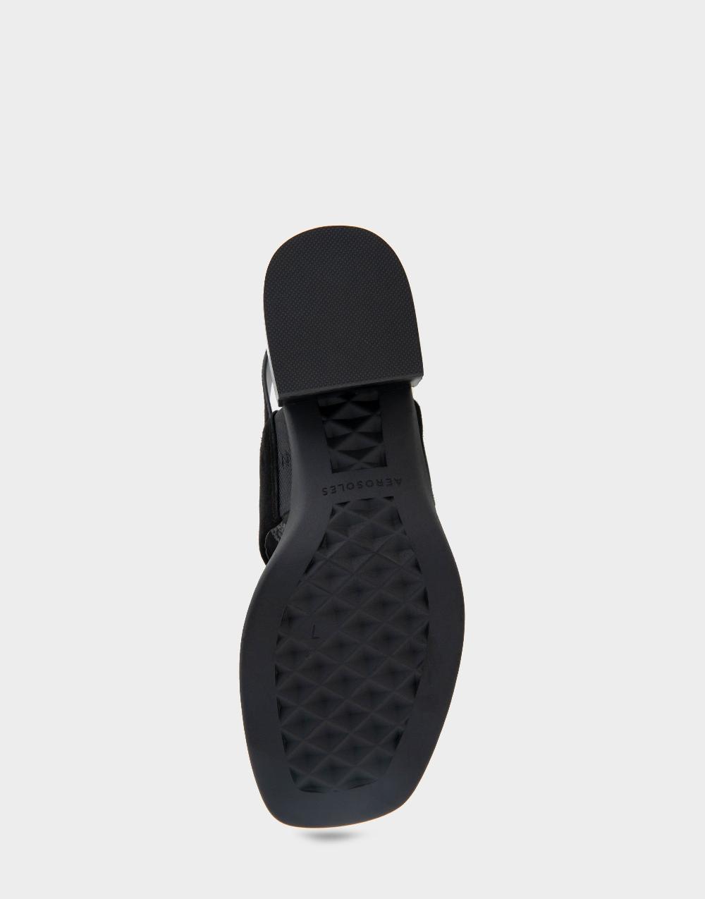 Aerosoles Comfortable Women's Block Heel Sandals In Black Suede