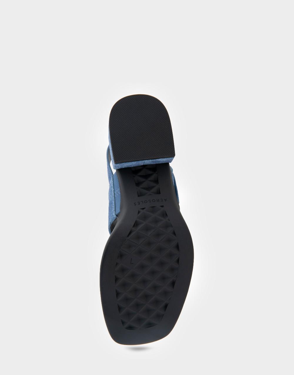 Aerosoles Comfortable Women's Block Heel Sandals In Blue Denim Suede