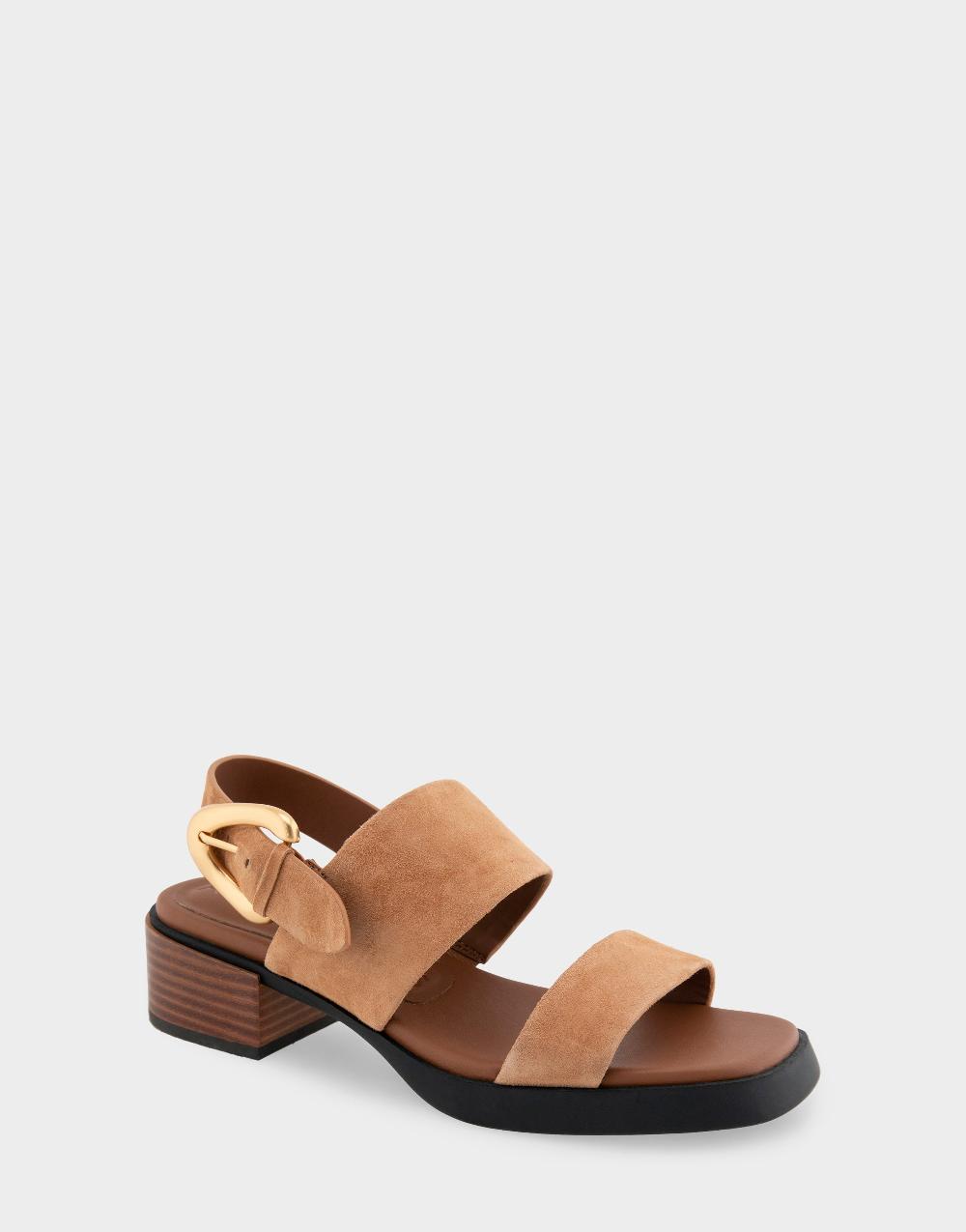 Aerosoles Comfortable Women's Block Heel Sandals In Tan Suede