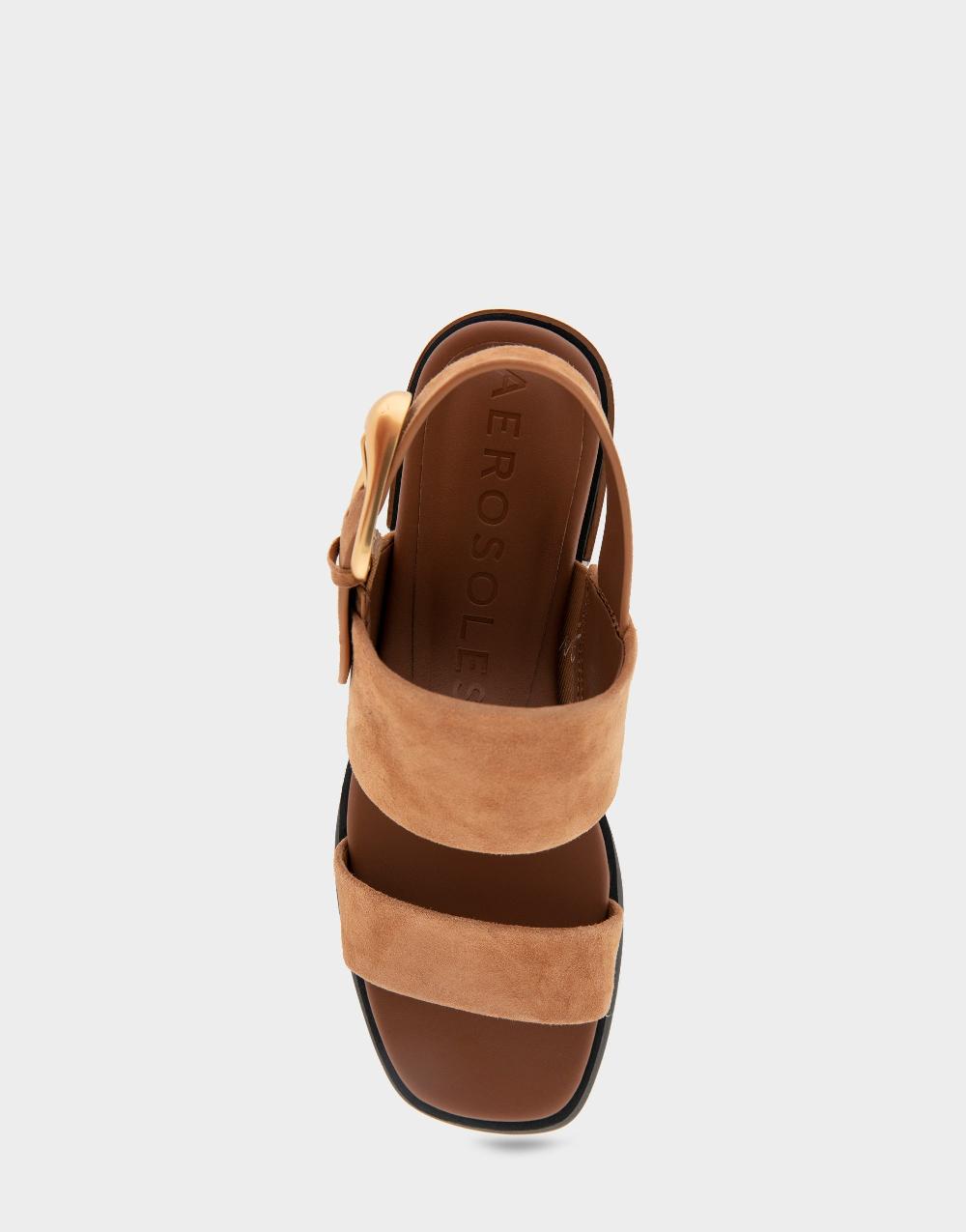 Aerosoles Comfortable Women's Block Heel Sandals In Tan Suede