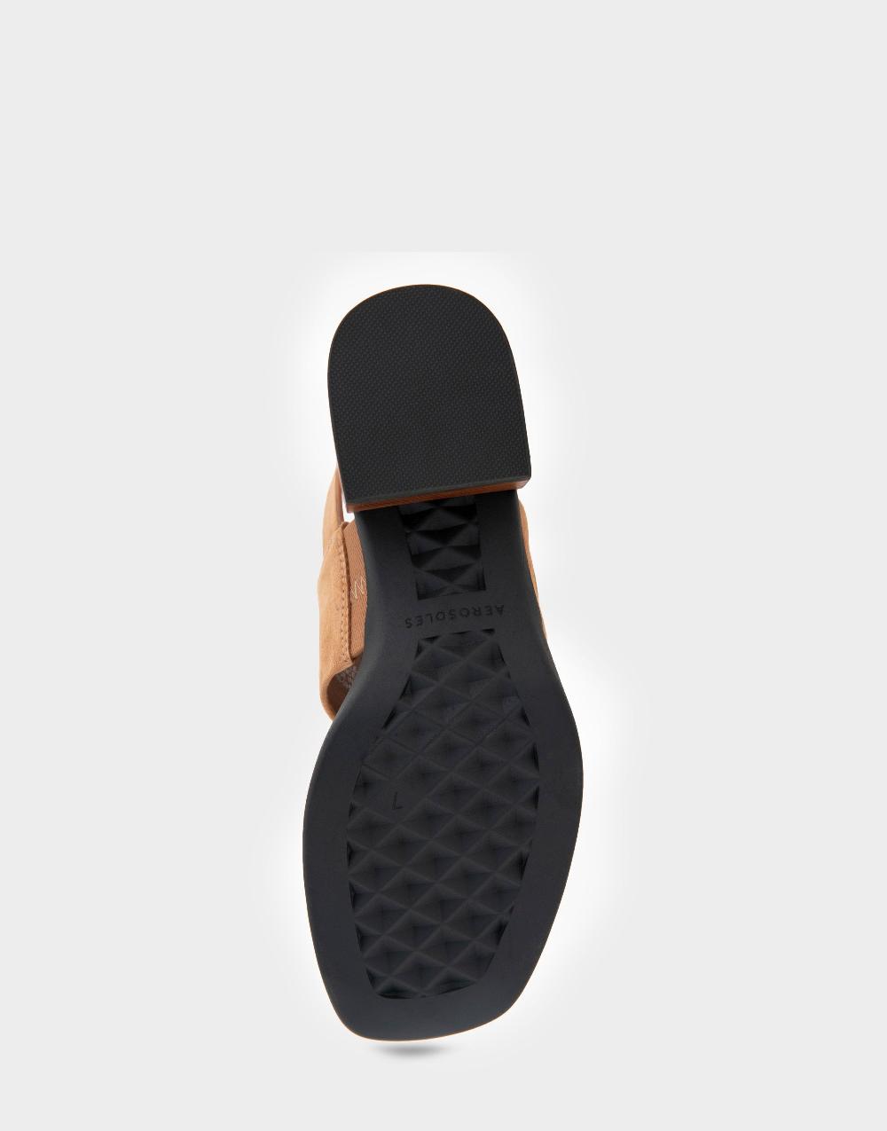 Aerosoles Comfortable Women's Block Heel Sandals In Tan Suede