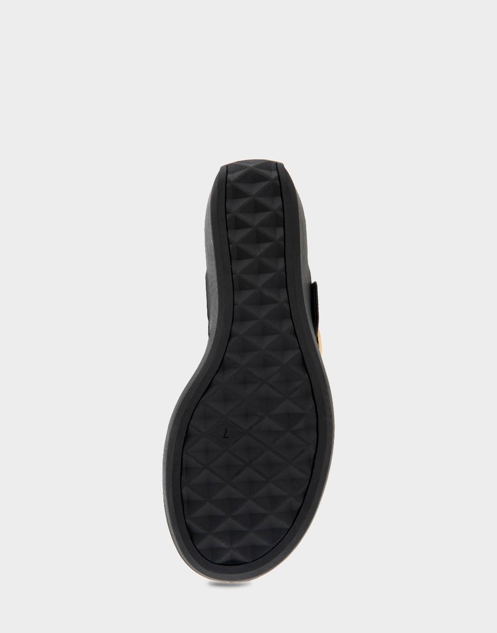 Aerosoles Comfortable Women's Buckle Detail Wedge Thong Sandal In Black Faux Leather