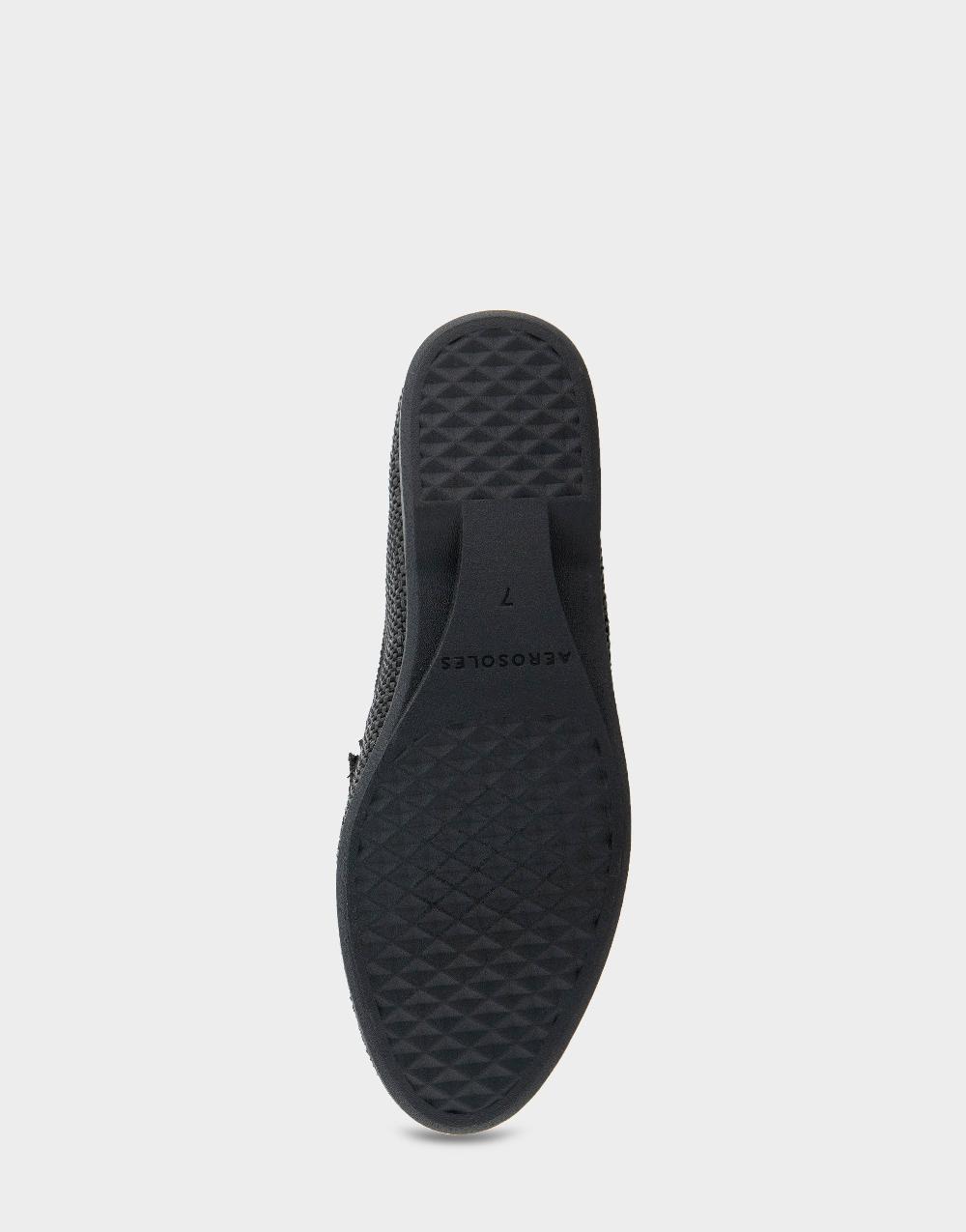 Aerosoles Comfortable Women's Collapsible Back Loafer In Black Raffia Raffia Fabric