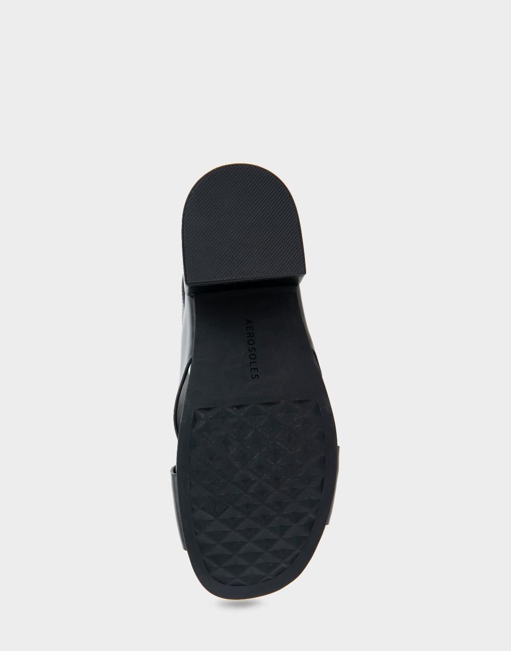 Aerosoles Comfortable Women's Crisscross Molded Footbed Block Heel Sandal In Black Leather