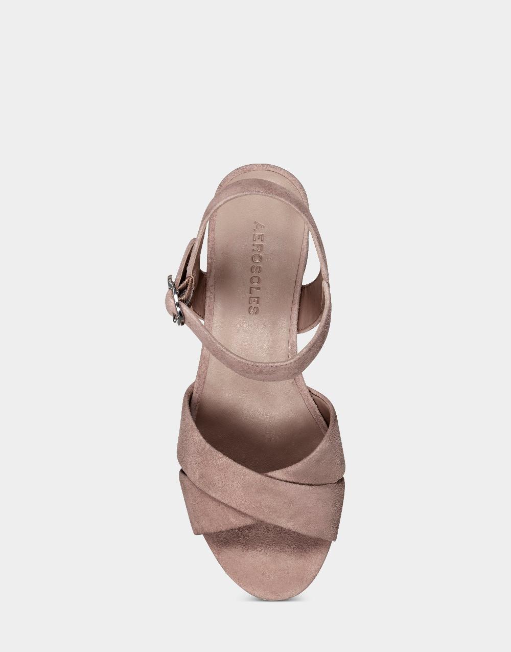 Aerosoles Comfortable Women's Crisscross Platform Sandal In Blush Suede