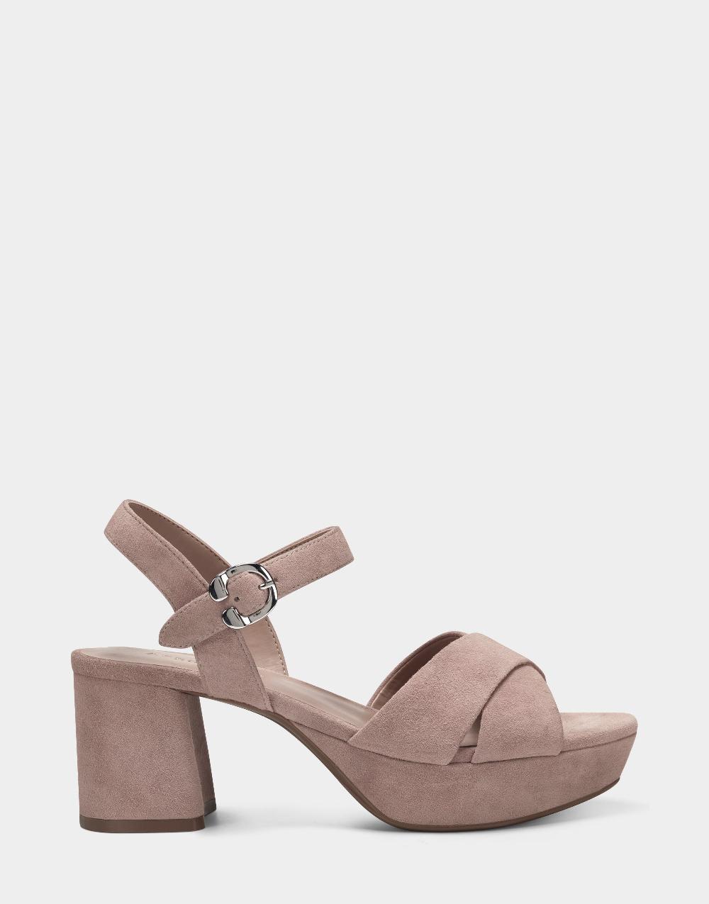 aerosoles Comfortable Women's Crisscross Platform Sandal in Blush Suede