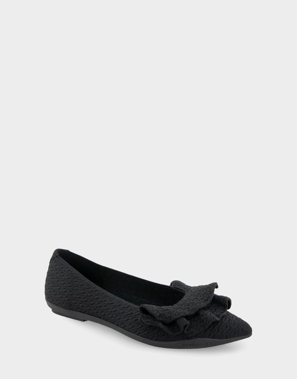 Aerosoles Comfortable Women's Dress Flats In Black Textured Knit Fabric