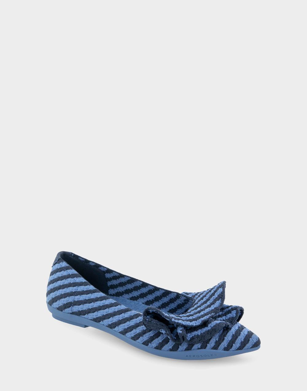 Aerosoles Comfortable Women's Dress Flats In Blue Jean Striped Knit Fabric