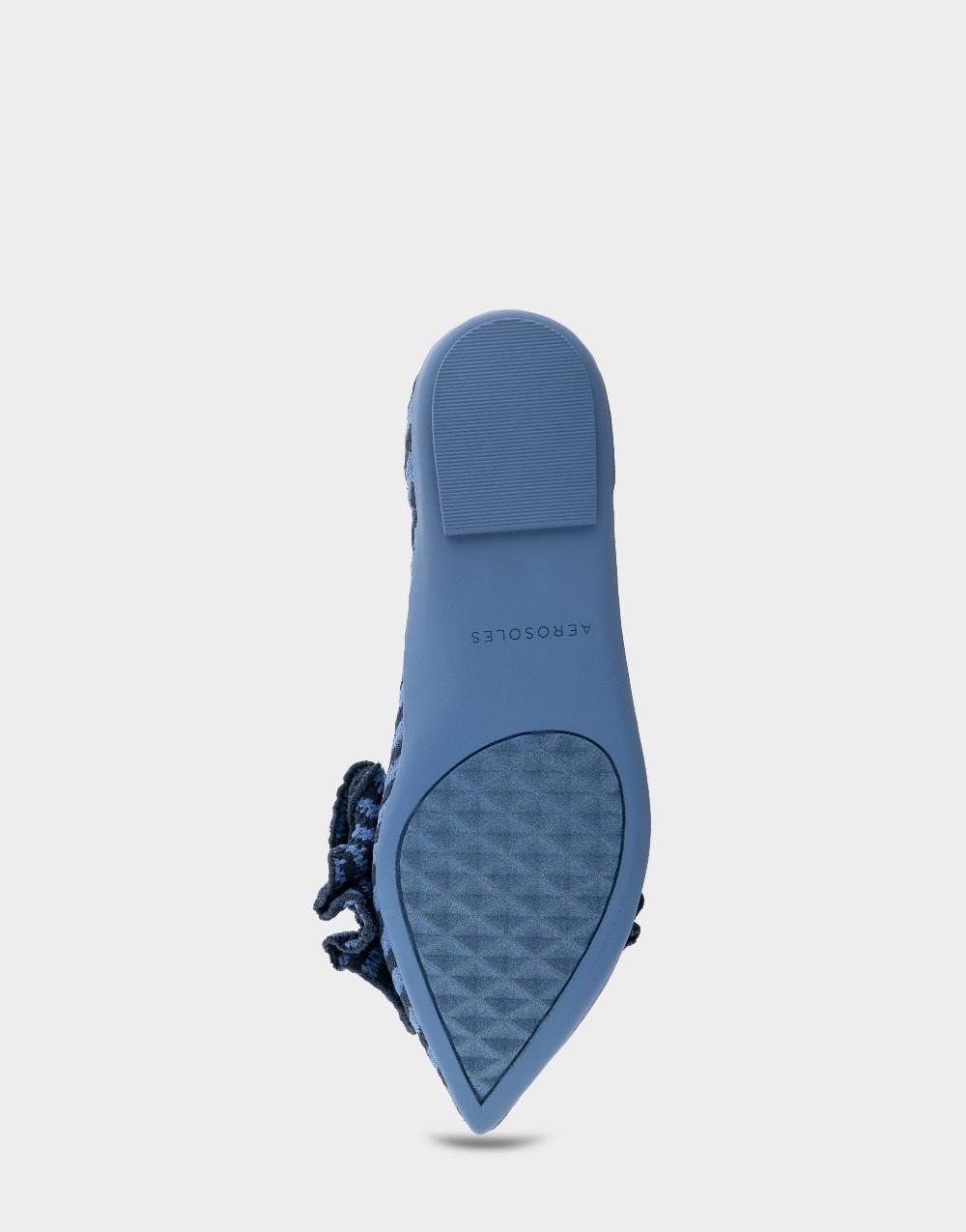 Aerosoles Comfortable Women's Dress Flats In Blue Jean Striped Knit Fabric