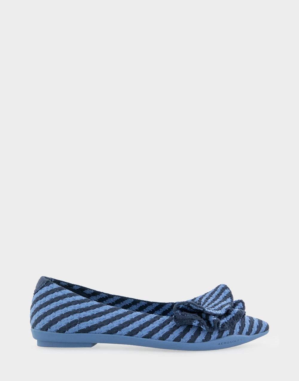 aerosoles Comfortable Women's Dress Flats in Blue Jean Striped Knit Fabric