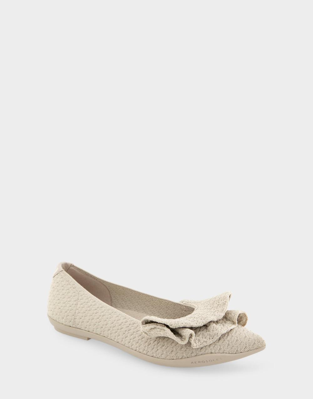 Aerosoles Comfortable Women's Dress Flats In Stone Textured Knit Fabric