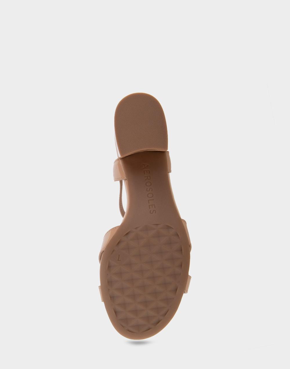 Aerosoles Comfortable Women's Dress Sandals In Beige Bisque Patent Faux Leather