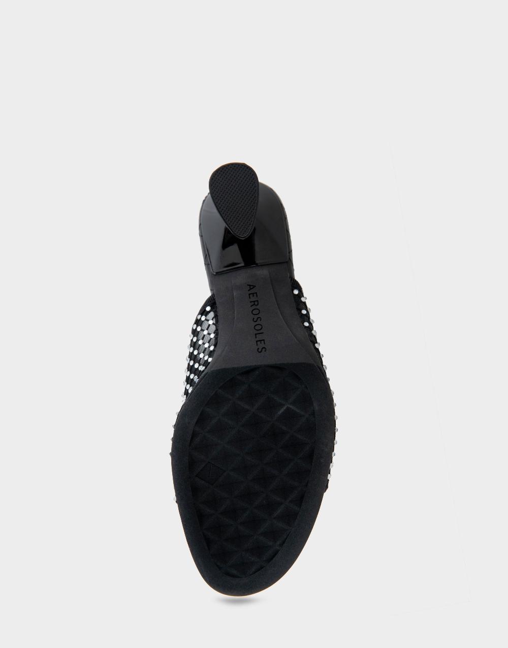 Aerosoles Comfortable Women's Dress Sandals In Black/crystals Mesh Fabric