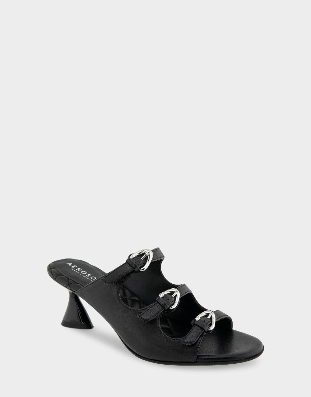 Aerosoles Comfortable Women's Dress Sandals In Black Leather