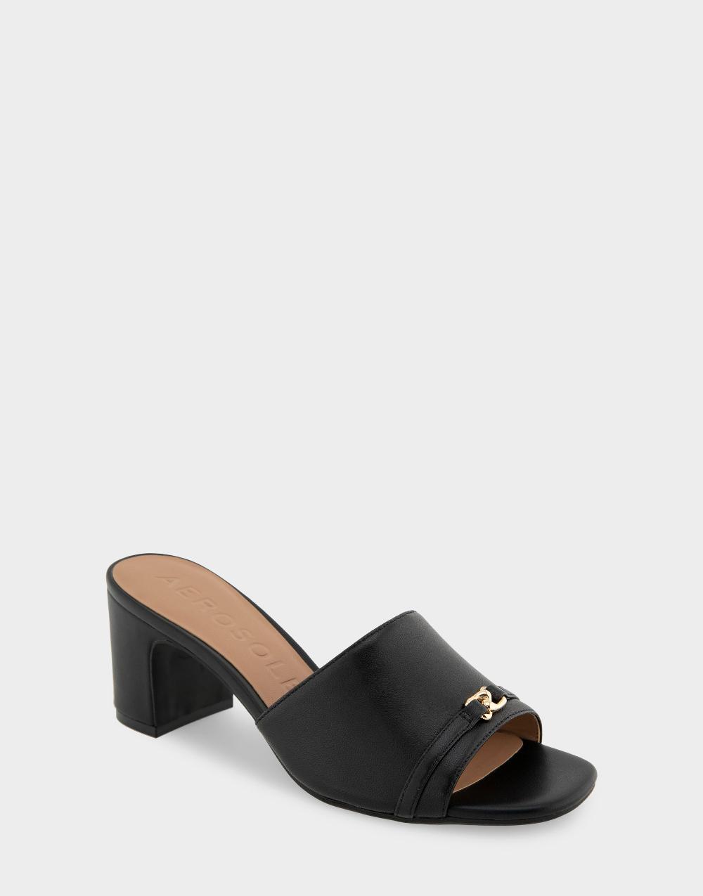 Aerosoles Comfortable Women's Dress Sandals In Black Leather