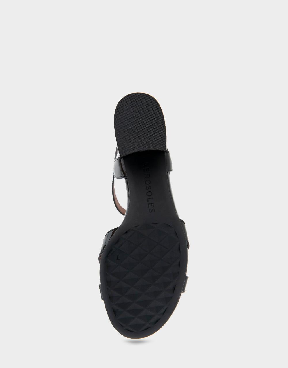 Aerosoles Comfortable Women's Dress Sandals In Black Patent Faux Leather