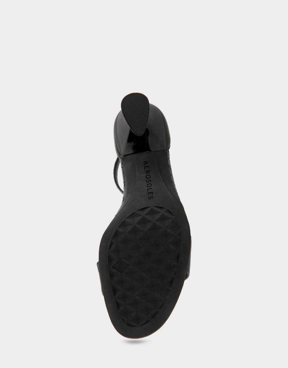 Aerosoles Comfortable Women's Dress Sandals In Black Patent Faux Leather