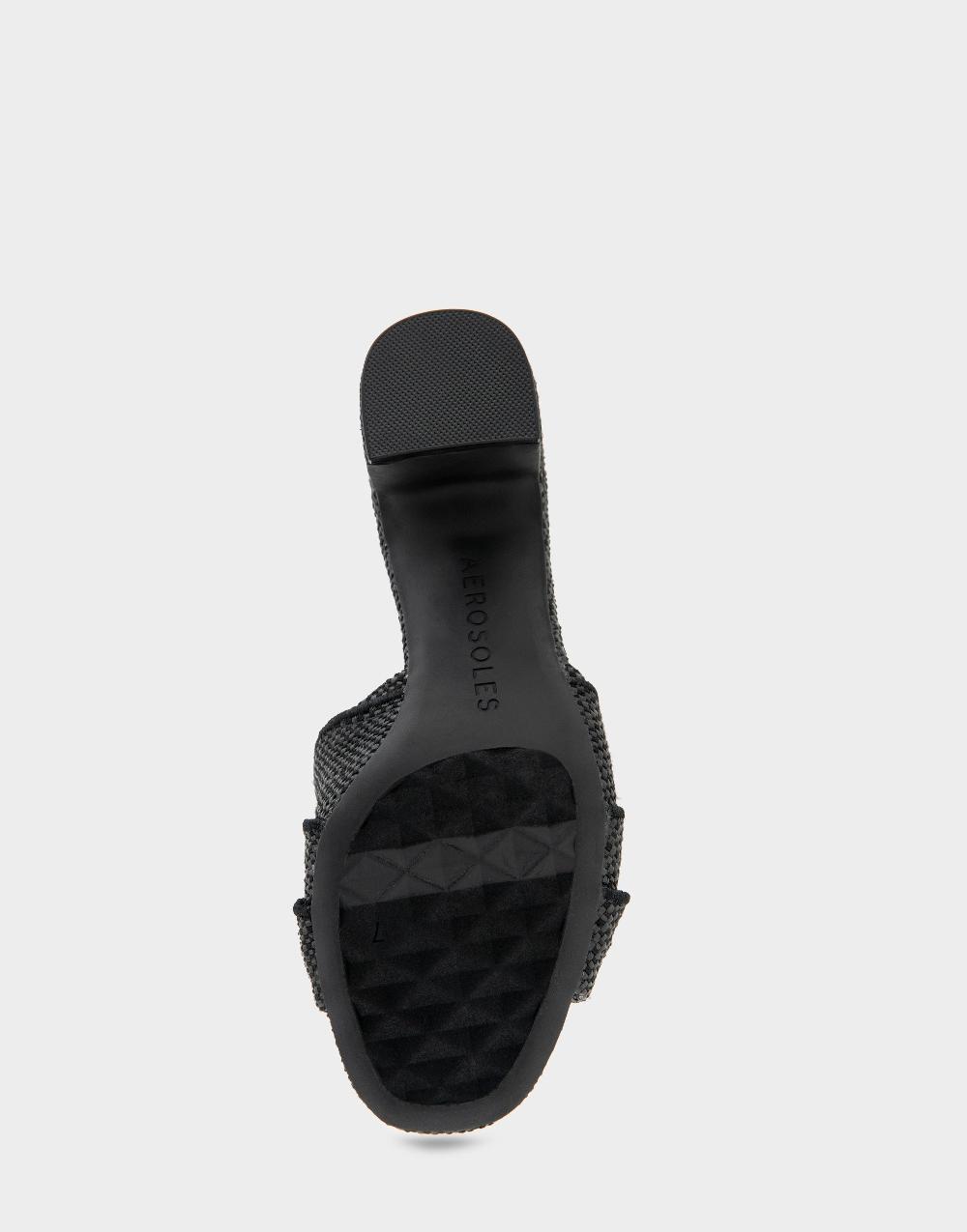 Aerosoles Comfortable Women's Dress Sandals In Black Raffia Fabric