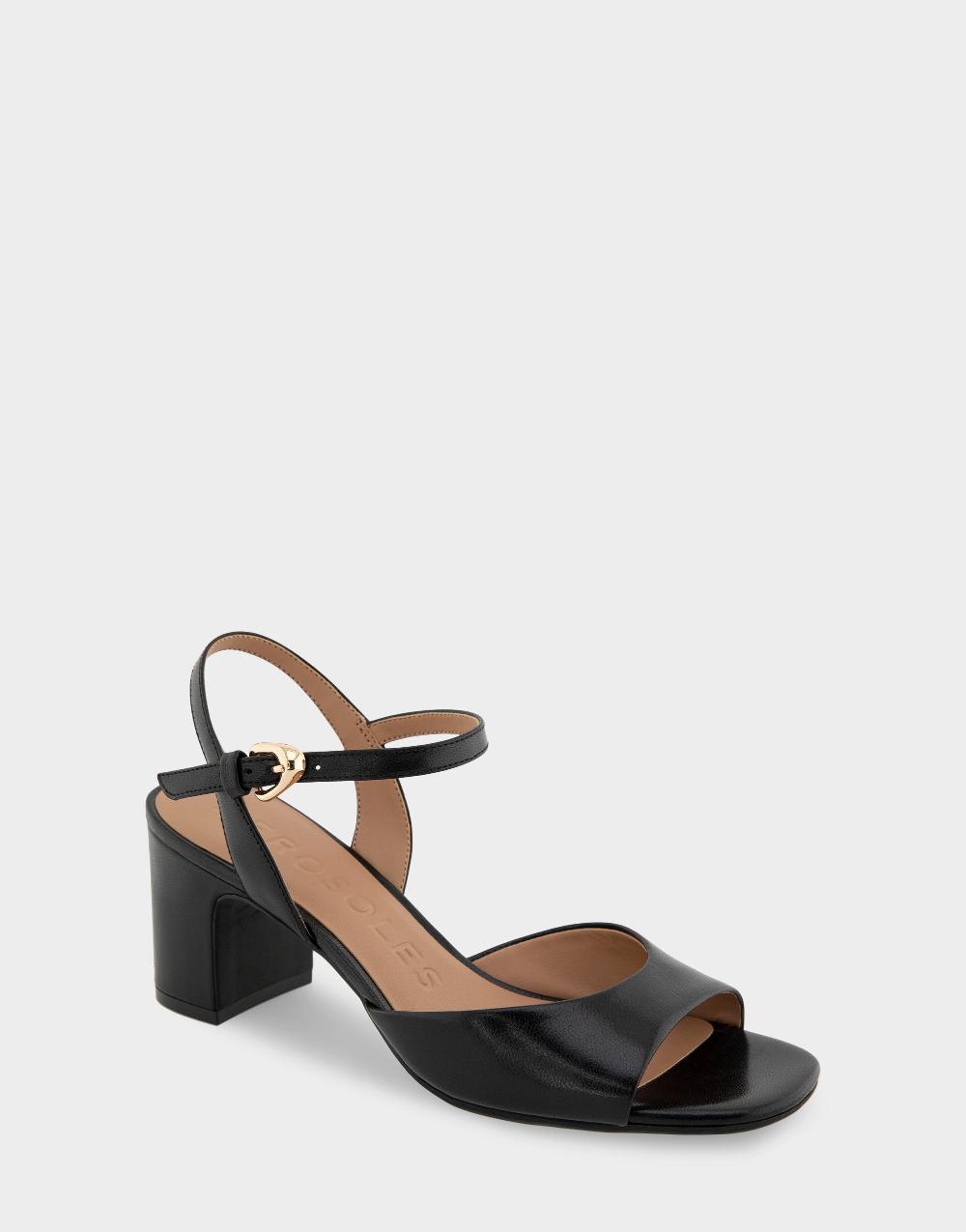 Aerosoles Comfortable Women's Dress Sandals In Black Shiny Leather