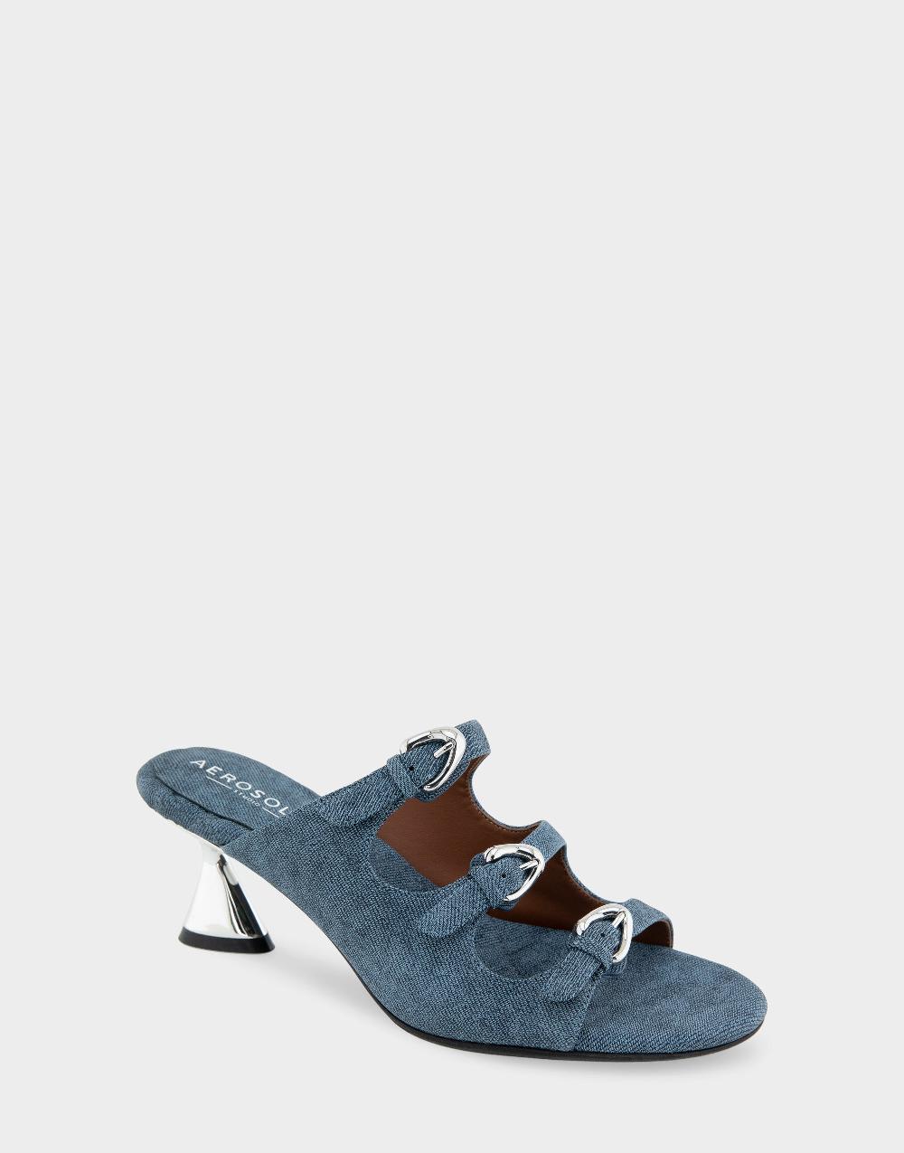 Aerosoles Comfortable Women's Dress Sandals In Blue Jean Faux Leather