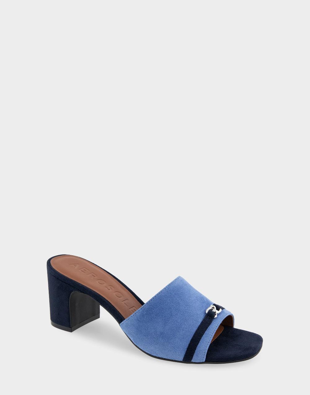 Aerosoles Comfortable Women's Dress Sandals In Blue Jean Suede