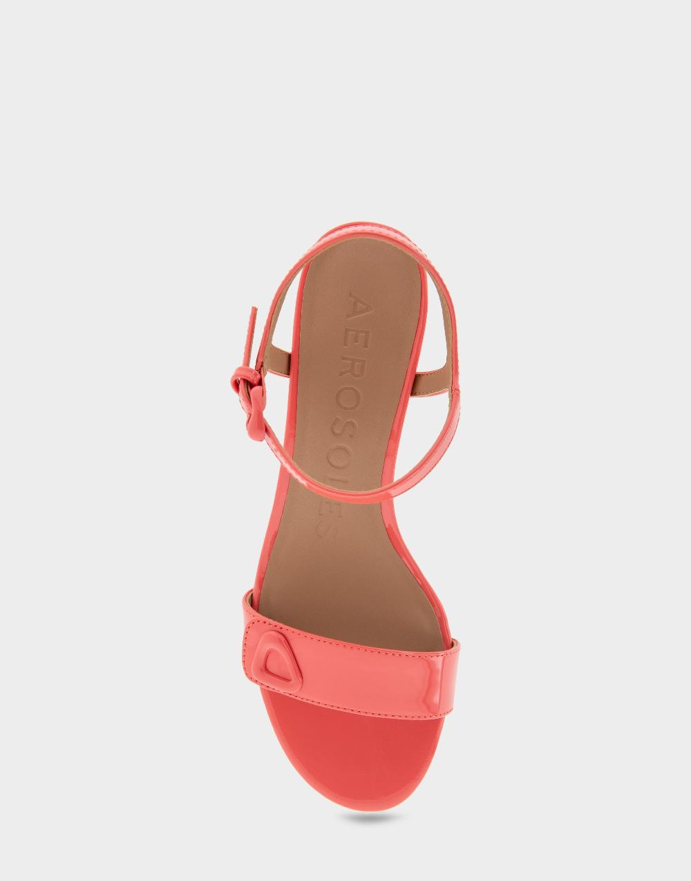 Aerosoles Comfortable Women's Dress Sandals In Coral Patent Faux Leather