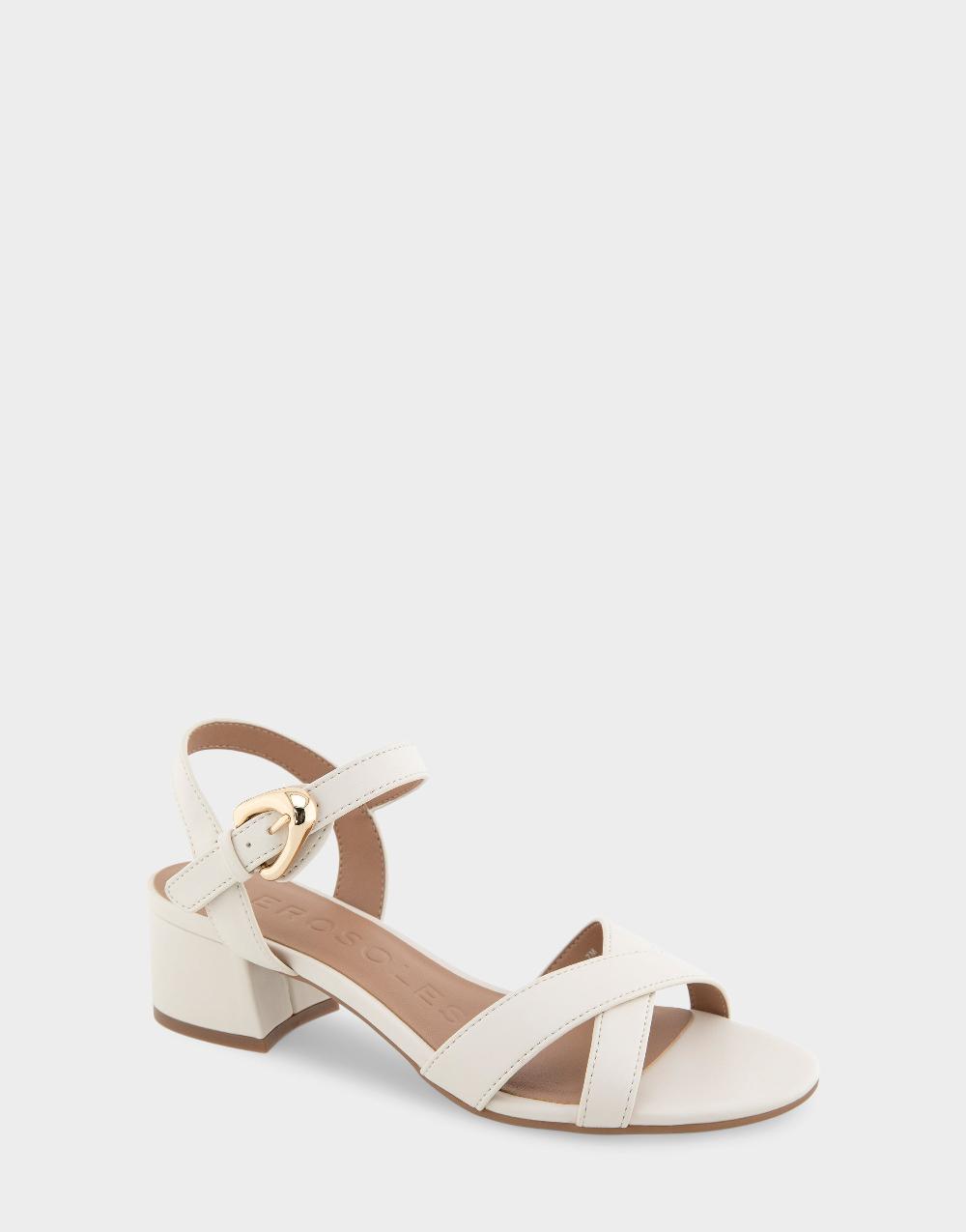 Aerosoles Comfortable Women's Dress Sandals In Eggnog Faux Leather