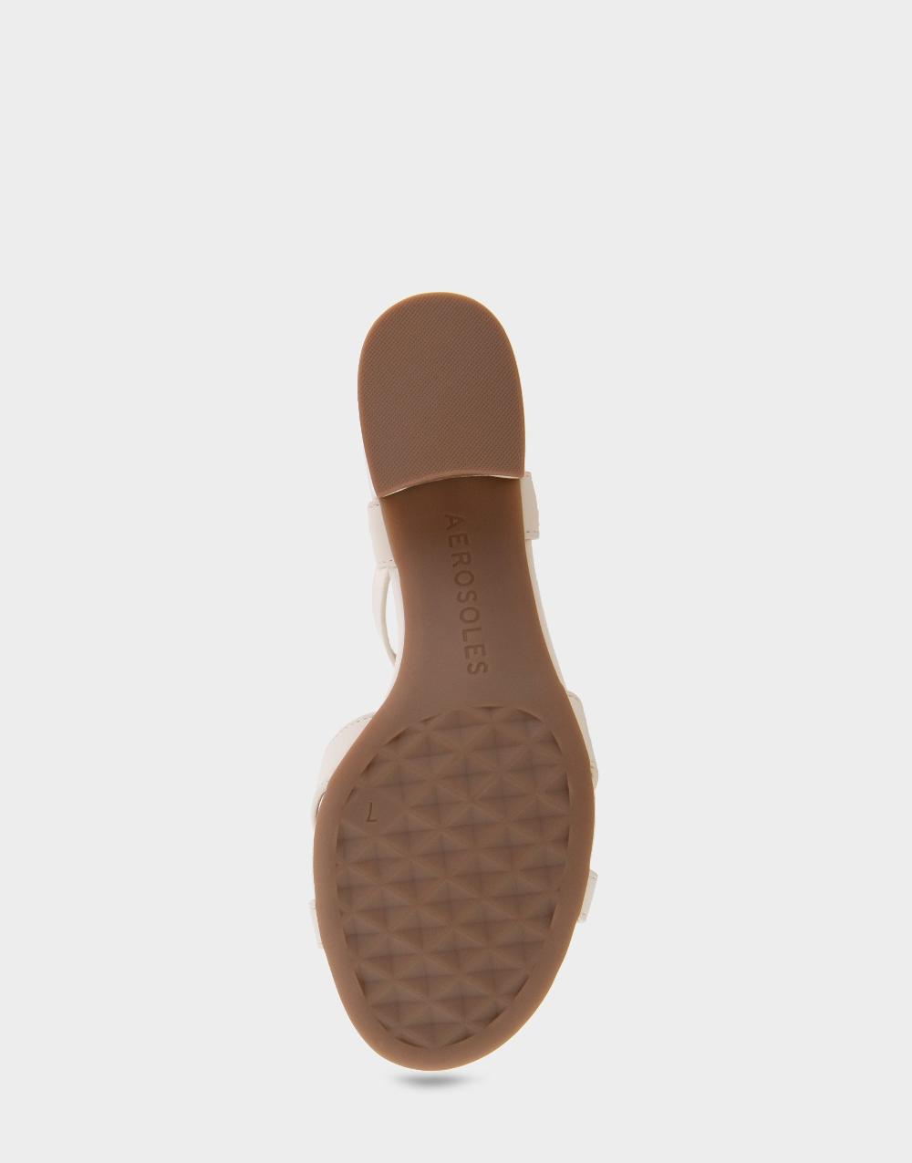 Aerosoles Comfortable Women's Dress Sandals In Eggnog Faux Leather