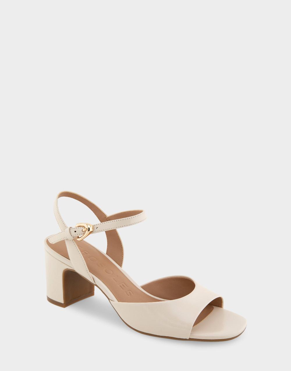 Aerosoles Comfortable Women's Dress Sandals In Eggnog Shiny Leather