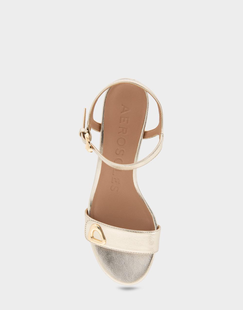 Aerosoles Comfortable Women's Dress Sandals In Gold Metallic Faux Leather