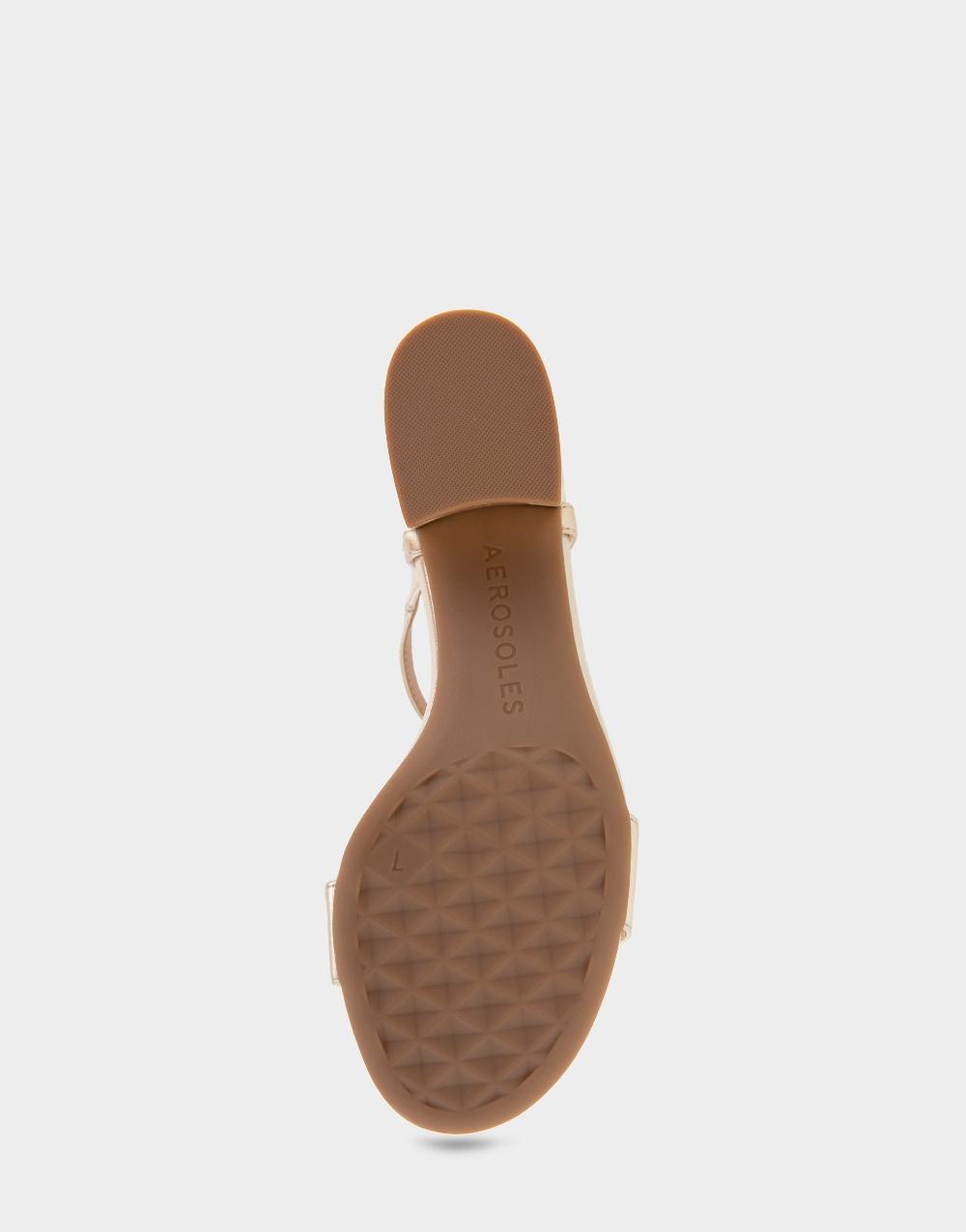 Aerosoles Comfortable Women's Dress Sandals In Gold Metallic Faux Leather