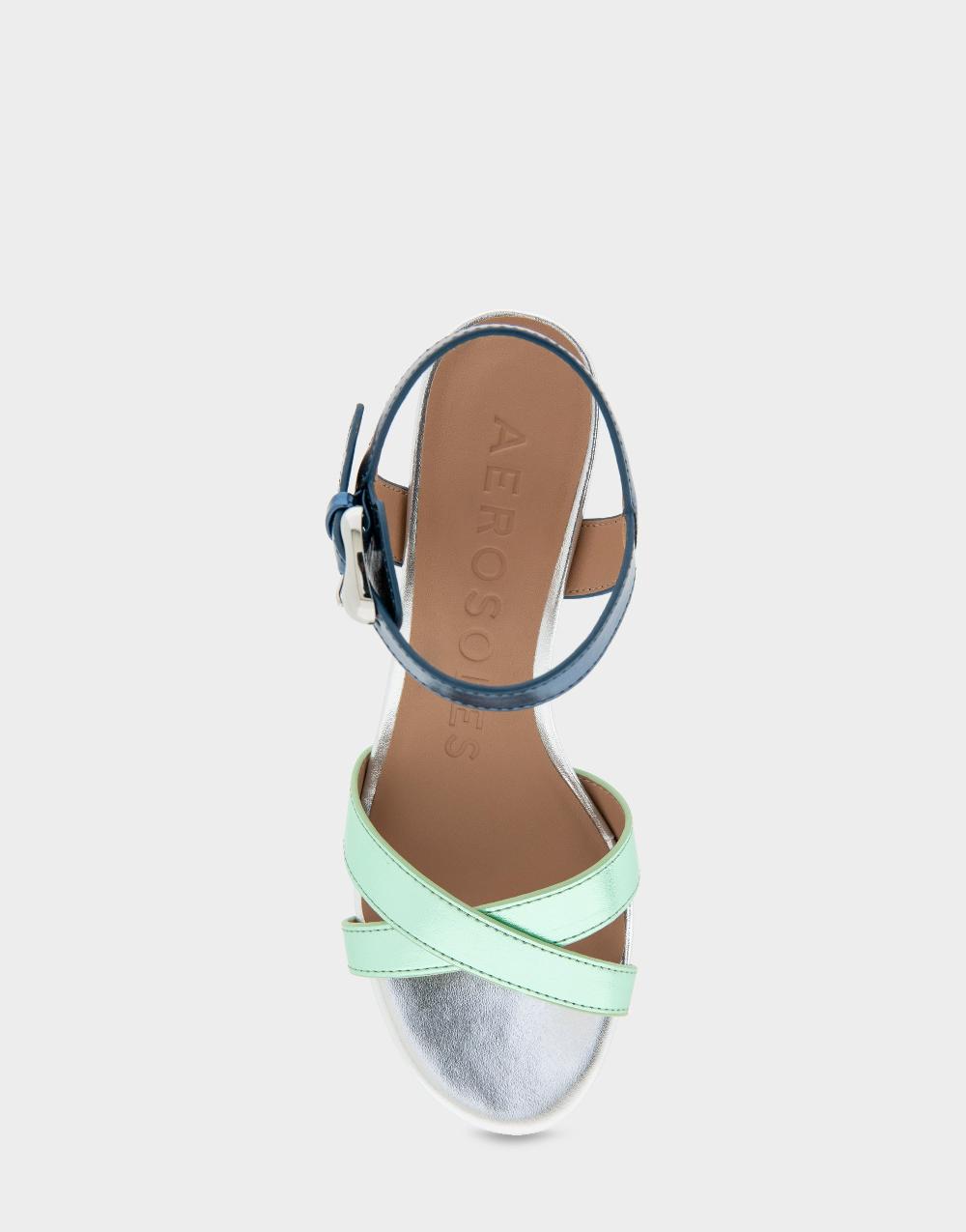 Aerosoles Comfortable Women's Dress Sandals In Metallic Combination Faux Leather