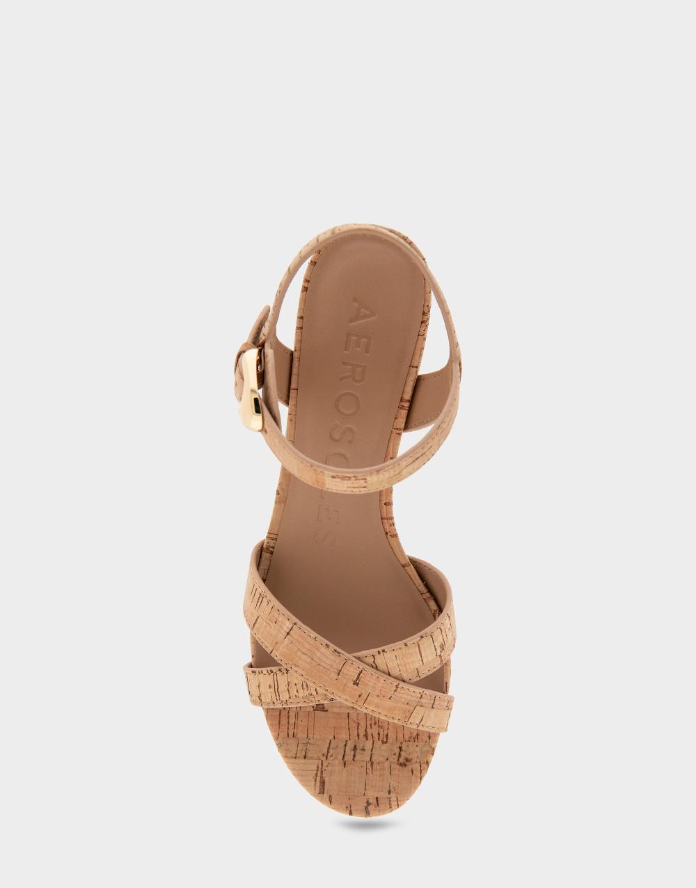 Aerosoles Comfortable Women's Dress Sandals In Natural Cork