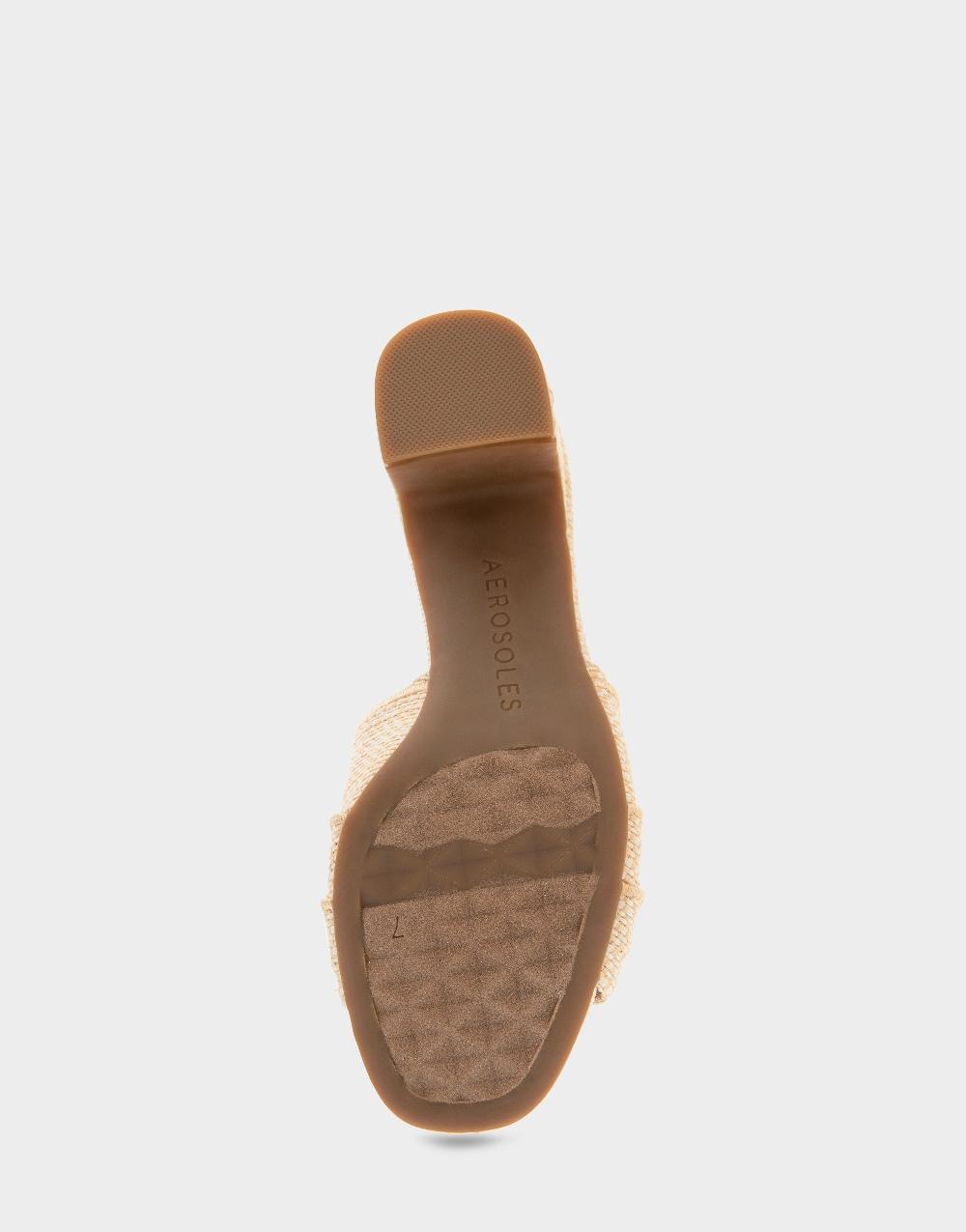 Aerosoles Comfortable Women's Dress Sandals In Natural Raffia Fabric