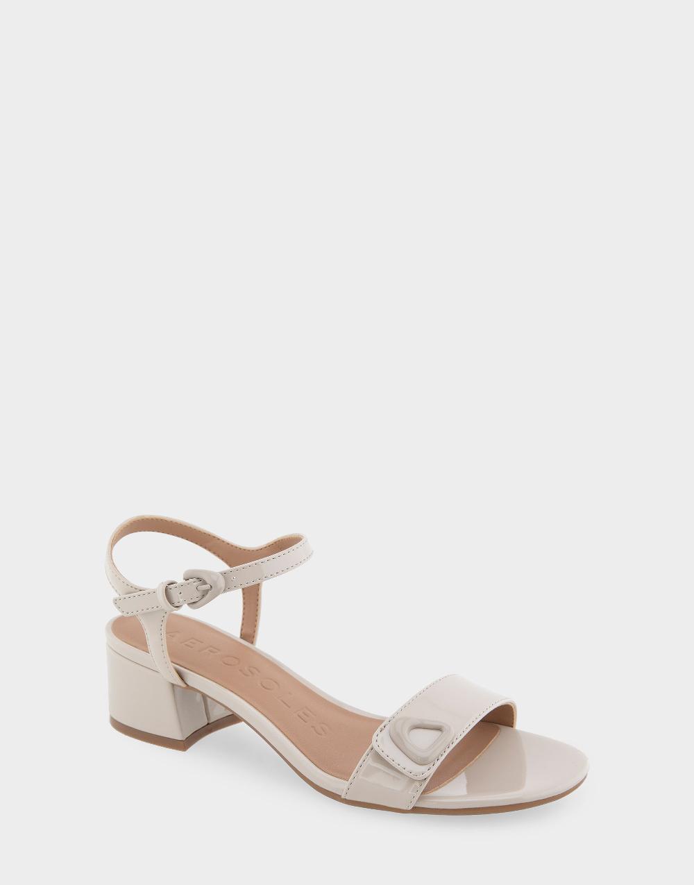 Aerosoles Comfortable Women's Dress Sandals In Stone Patent Faux Leather