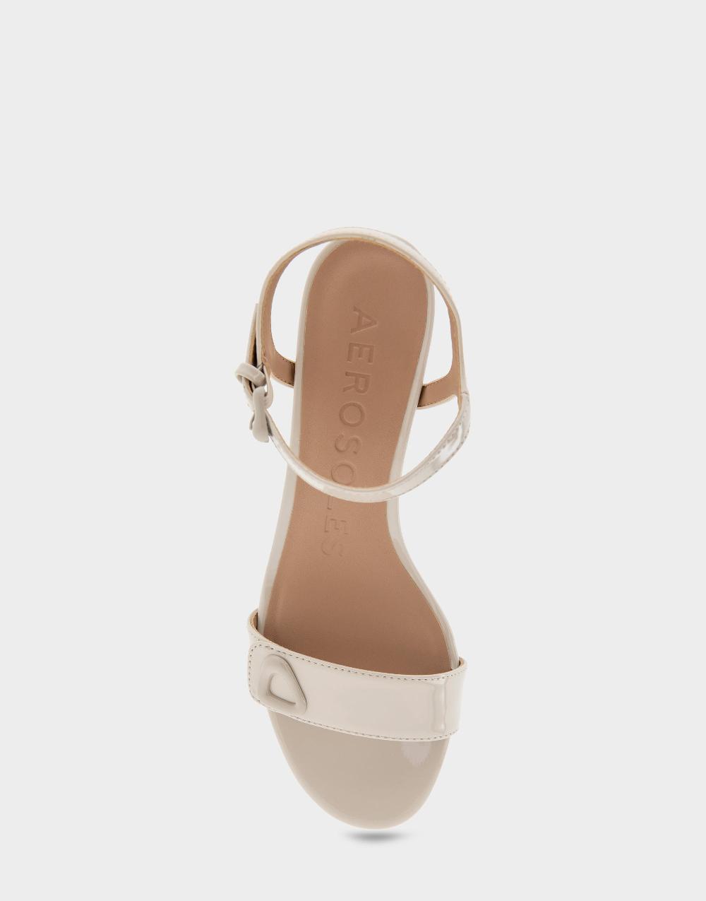 Aerosoles Comfortable Women's Dress Sandals In Stone Patent Faux Leather