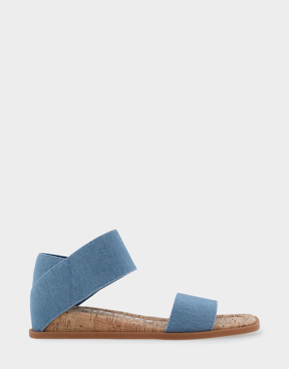 aerosoles Comfortable Women's Elastic Banded Mini Wedge Sandal in Denim Fabric Denim Fabric