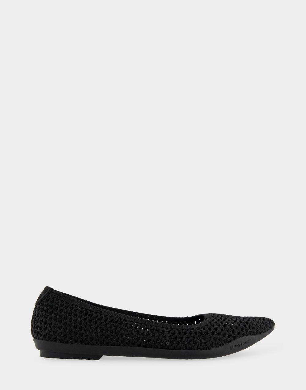 aerosoles Comfortable Women's Flats in Black Textured Knit Fabric