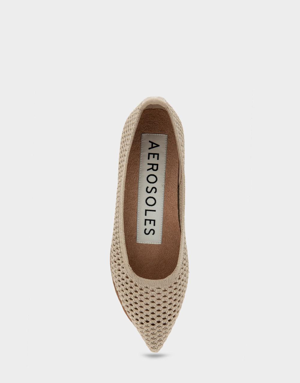 Aerosoles Comfortable Women's Flats In Gold Metallic Knit Fabric