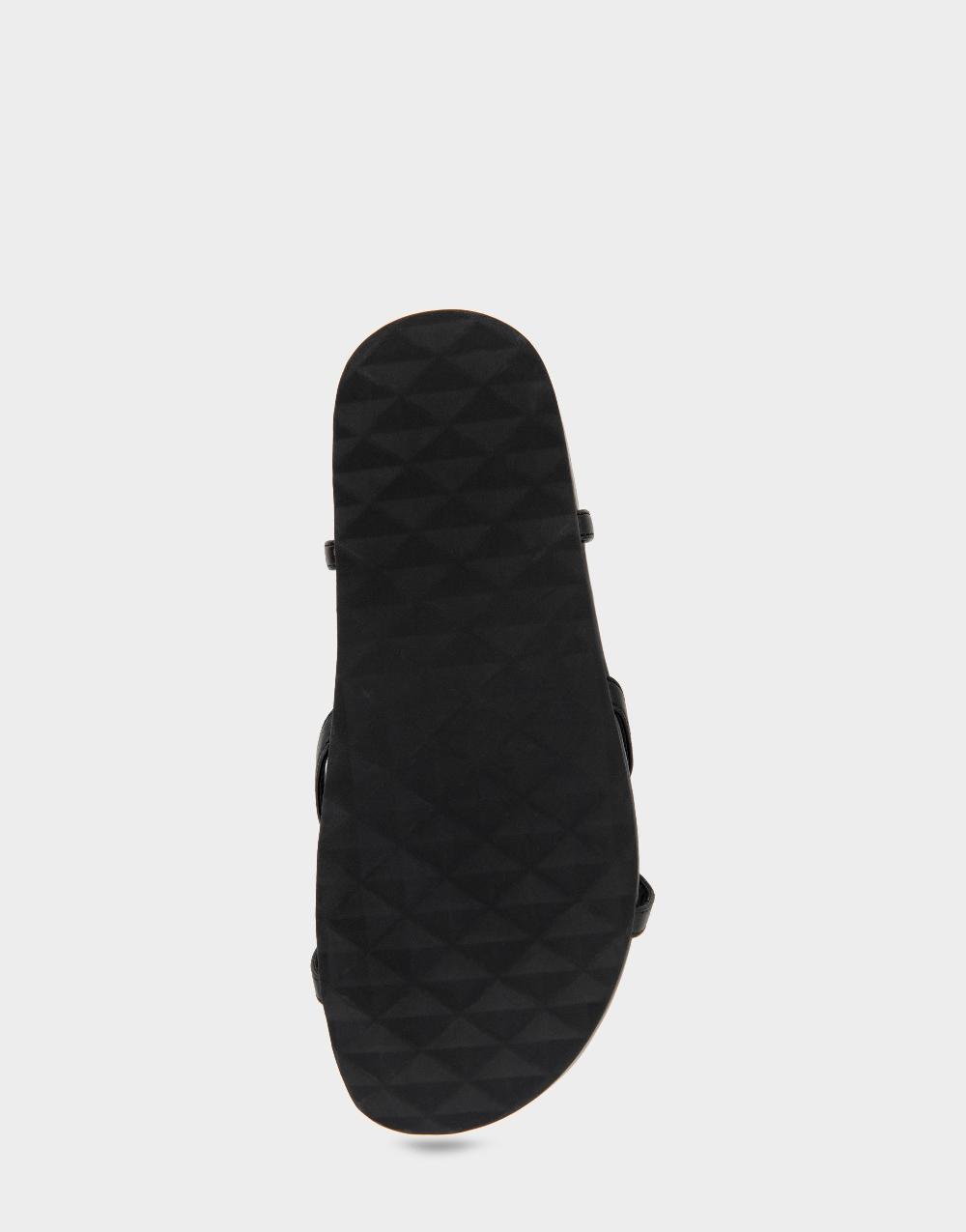 Aerosoles Comfortable Women's Footbed Sandals In Black Faux Leather