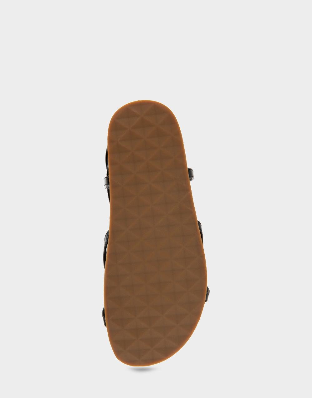 Aerosoles Comfortable Women's Footbed Sandals In Black Faux Leather/cork