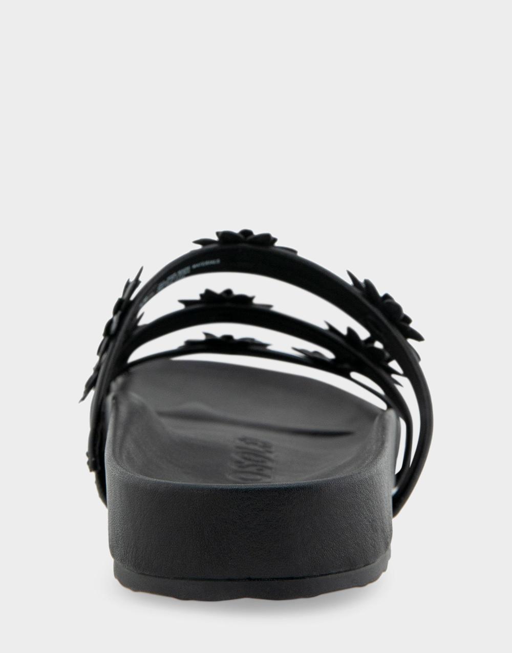 Aerosoles Comfortable Women's Footbed Sandals In Black Faux Leather