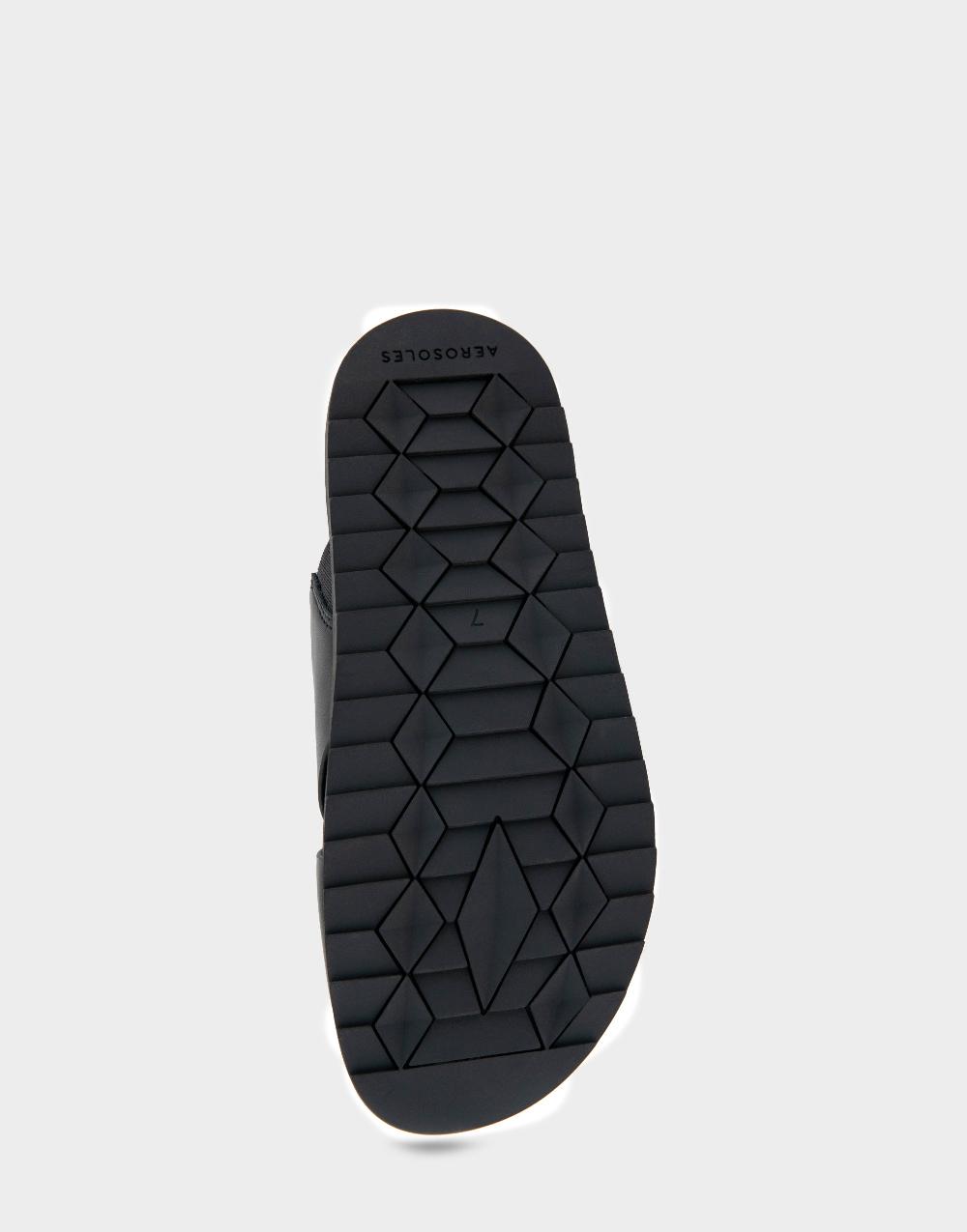 Aerosoles Comfortable Women's Footbed Sandals In Black Leather