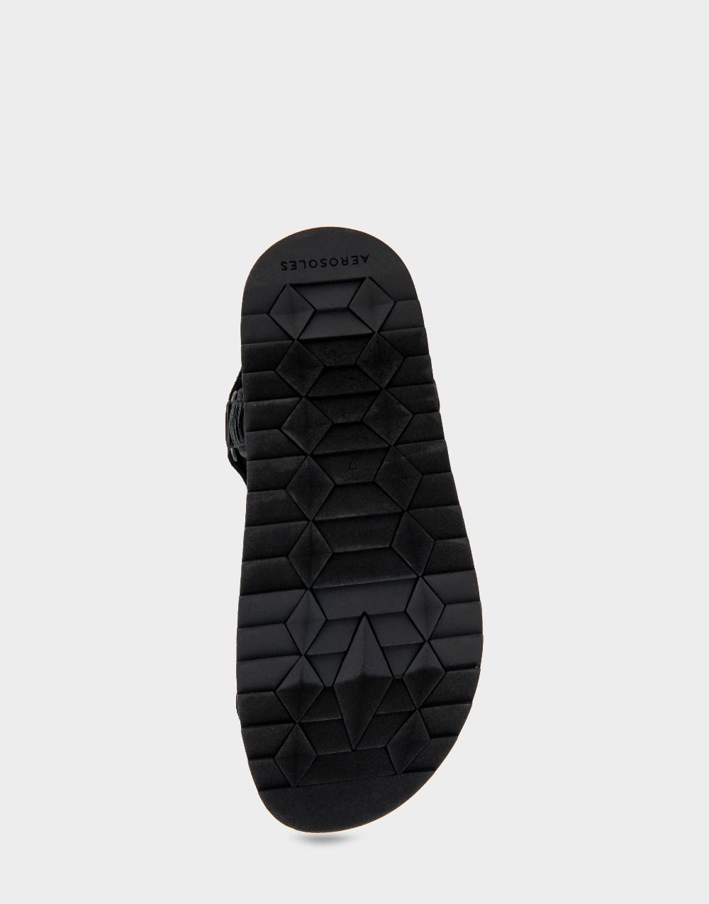 Aerosoles Comfortable Women's Footbed Sandals In Black Rouched Elastic Fabric