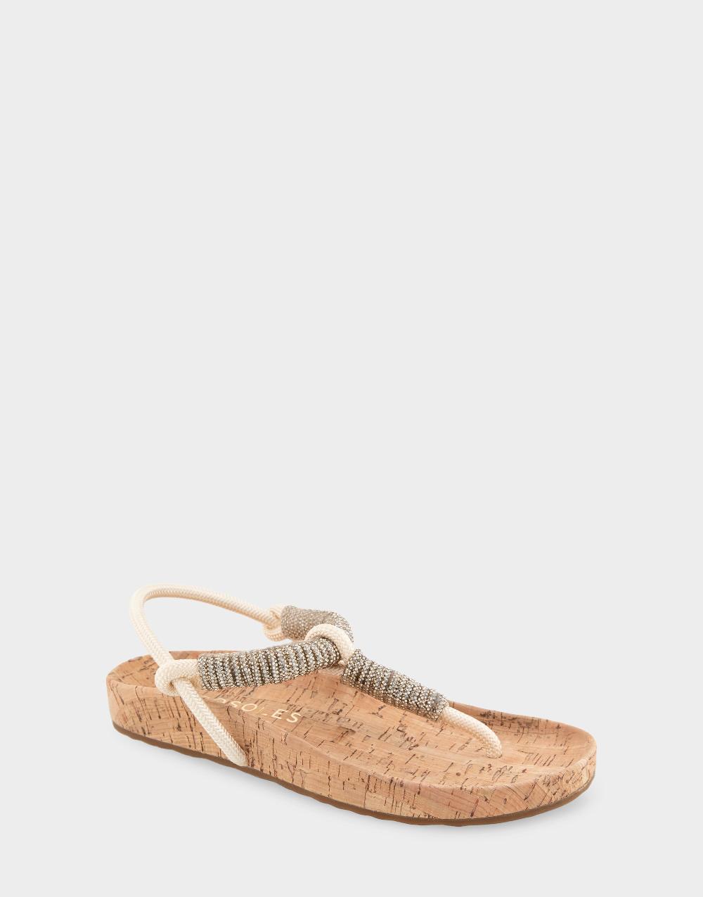 Aerosoles Comfortable Women's Footbed Sandals In Cork With Crystal Cork