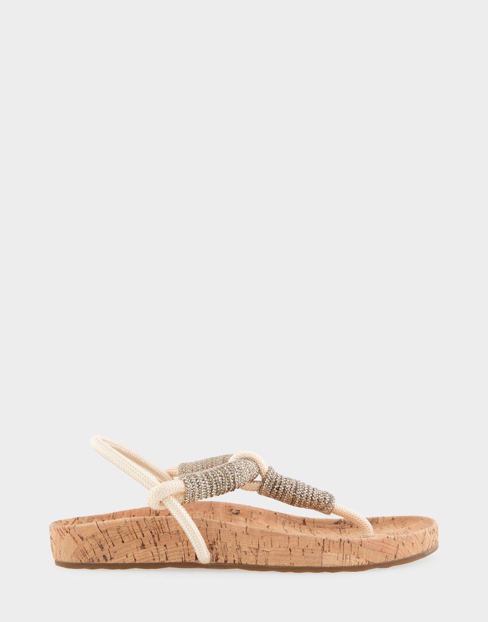 aerosoles Comfortable Women's Footbed Sandals in Cork With Crystal Cork