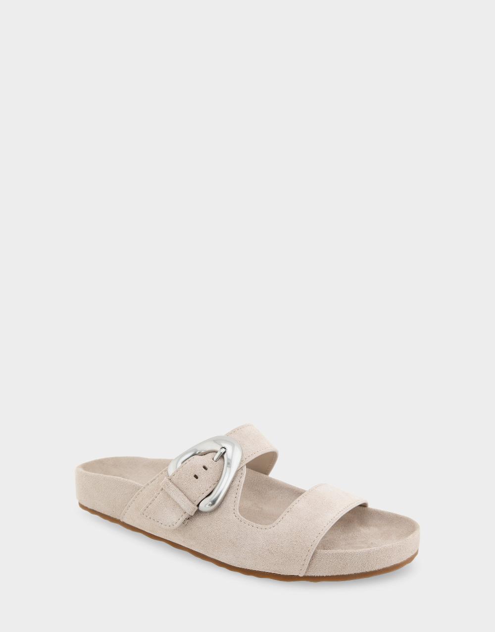 Aerosoles Comfortable Women's Footbed Sandals In Stone Suede